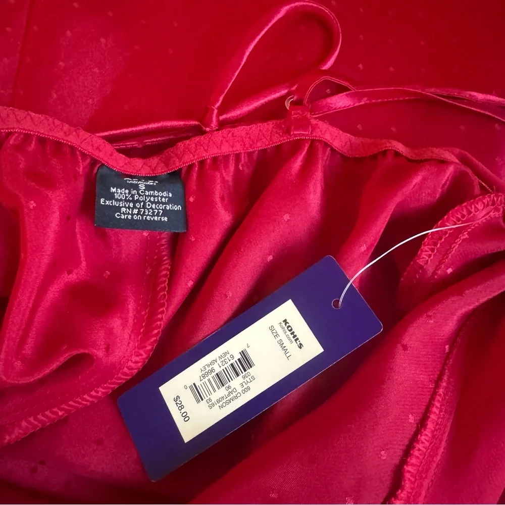 Red‎ Satin Chemise Slip with Black Lace
